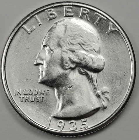 1935-p Washington Quarter.  A.U.  86163   (Inventory  A) Cover