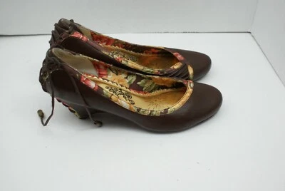 Naughty Monkey Mujer 7 M Marrón Cuña Retro Tacones Borde Floral Acento Trenzado  Foto 1 de 4