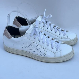 Zapatilla deportiva P448 Italia blanca cuero vegano rosa/cobre brillo parte superior baja talla 38 - Imagen 1 de 10