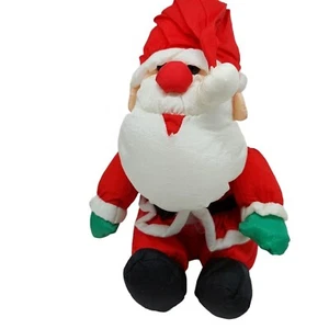 Vintage Puffy Santa Claus Christmas Plush Stuffed Toy 16 inch Nylon Squishy - Picture 1 of 8