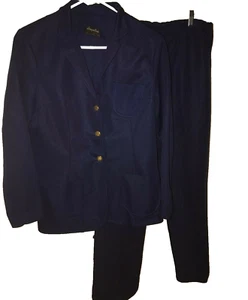 Angelica Uniform Co 2 Piece Suit Navy Blue Gold Buttons Pull on Pants Size 32 - Picture 1 of 4
