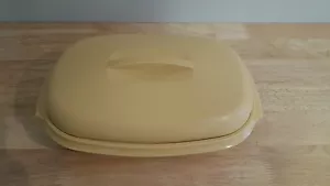 Vintage TUPPERWARE Harvest Gold Microwave Steamer Rice Veggie Container Set - Picture 1 of 4