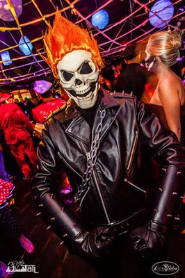 Ghost Rider Leather Gloves Motorcycle with Rivets Punk - Image 1 of 3