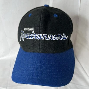 Vintage Official Phoenix Roadrunners Double Script IHL Hat Black Blue Cap Merch - Picture 1 of 22
