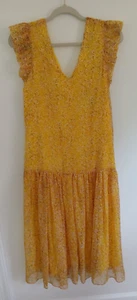 NWT Code X Mode Dress yellow chiffon drop-waist midi sleeveless Boho. Cruise? - Picture 1 of 12