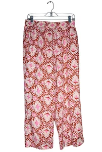 C&C California Women’s Medium Linen Tropical Leaves Print Wide Leg Pants Pull On - Picture 1 of 6
