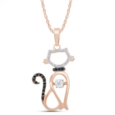 Colgante de plata de ley 925 maciza con detalles de diamantes reales y negros de 1/20 quilates Foto 1 de 4