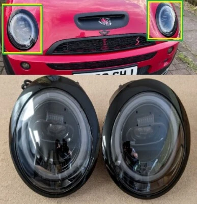 R53 MINI Cooper S JCW LED Halo Projector Headlights 2002 - 2006 RHD LHD Black - Image 1 of 4