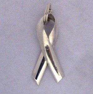 Awareness Ribbon 925 Sterling Silver 1.1 inch Handmade Necklace by SmithSilver - Picture 1 of 8