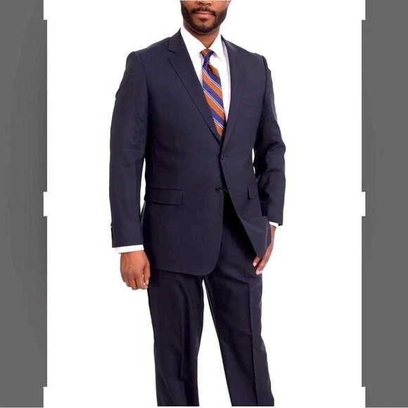 Traje Steven Land Angelo Hombre Clásico 3 Piezas Lana Negra 2 Botones 42/36L Foto 1 de 4