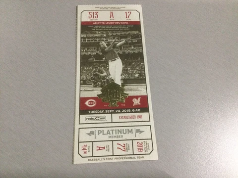 REDS 2019 150th Anniversary TICKET STUB  9/24/19 vs BREWERS~COVER TODD FRAZIER Cover