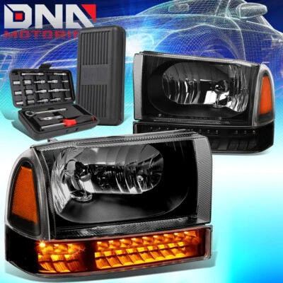 PARA FORD SUPER DUTY 1999-2004 FAROS INTERMITENTES LED LUCES + HERRAMIENTAS NEGRO/ÁMBAR Foto 1 de 4