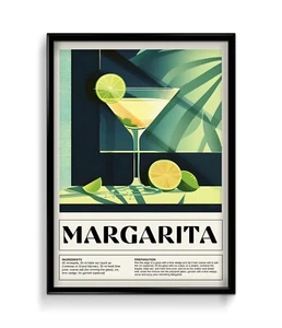 Margarita Cocktail Wall Art - Vintage Kitchen Poster- Home Decor Poster - Picture 1 of 7