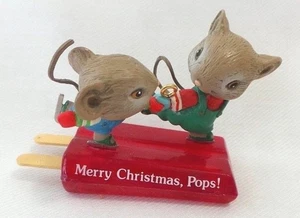 Enesco 1989 Merry Christmas Pop’s! Mäuse am roten Eis am Stiel - Bild 1 von 2