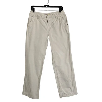 Caribbean Joe Crop Capri Pants Womens Size 8 Tan Beige Roll Cuff Flap Pockets - Image 1 of 4