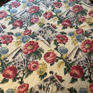 Vintage Rindenstoff Stoff genoppte Textur Blumen Bambus Design 34” x 65” - Bild 1 von 3