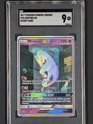 2017 POKEMON SHINNING LEGENDS #78 MEWTWO GX SGC 9 PSA 9 BCCG MT - Image 1 of 2