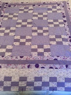 Lavender Purple Patchwork Quilt 60"x60" - Image 1 of 4