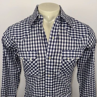 Camisa Dee Cee Nueva de Lote Antiguo Perla A Presión Azul Marino Occidental A Cuadros De Colección Años 70 Mediana Para Hombres 15.5 34 Foto 1 de 4
