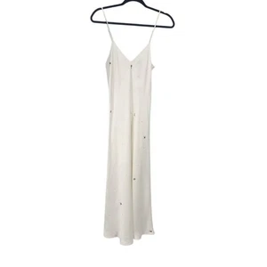 Anaphe Premium Silk White Slip Dress Delicate Embroidered Details Size Small - Picture 1 of 7