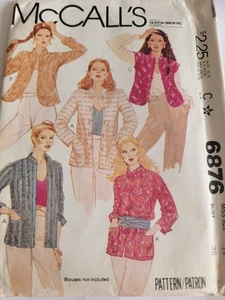 Chaleco Chaqueta Edredón McCall's 6876 Vintage Patrón Costura - 3 Estilos Talla 14 SIN CORTAR - Imagen 1 de 3
