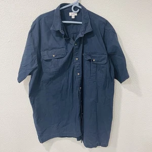 Croft and Barrow Men’s Dark Blue Short Sleeve Button Up Shirt - 4XL Tall - Picture 1 of 4