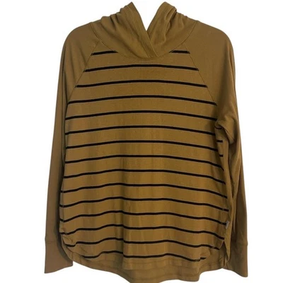 Blusa Eddie Bauer listrada com capuz manga longa casual confortável Athleisure - Imagem 1 de 4