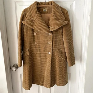Vintage Loomtogs Union Made Corduroy Peacoat Camel Brown Women’s S - Picture 1 of 18