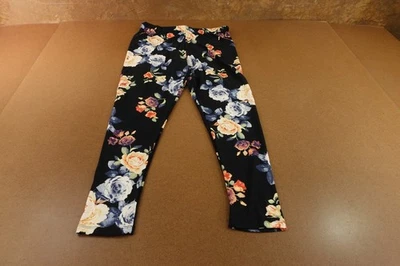 Eye Candy Womens Size 2X Black Floral Stretch Elastic Waist Ankle Leggings NWT - Image 1 of 4