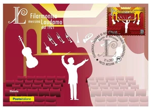 ITALIEN 2021 Accademia PHILARMONICA LAUDAMO MESSINA POSTKARTE FDC STORNIERUNG - Bild 1 von 1