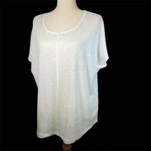 C&C California Linen Tunic Top White Extra Large XL Lightweight Short Sleeve - Picture 1 of 7
