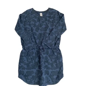 Tea Collection Navy Blue Camo Tunic Dress 14 Long Sleeve sporty mini - Picture 1 of 3