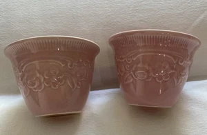 Pair Vintage TS&T Taylor Smith & Taylor Oven Serve Ware Pink CUSTARD CUP - Picture 1 of 6