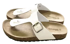 Women Buckle Sandals Shoes Thong Flip Flops Flat T-Strap Beach Slipper White 9 - Picture 1 of 3