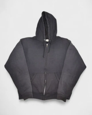 Vintage Faded Sweatshirt Mens L Black Full Zip Grunge Distressed Don Jenkinson - Image 1 of 4