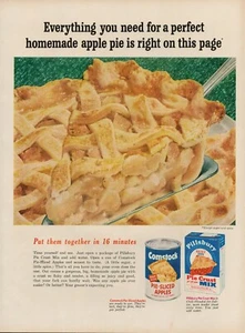 1954 Pillsbury Pie Crust Sliced Apples Vintage Retro Print Ad Filling Homemade - Picture 1 of 8