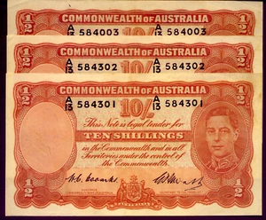 TEN SHILLING TRIO: COOMBS & WATT R14 in EF CONDITION: NO RESERVE - Picture 1 of 2