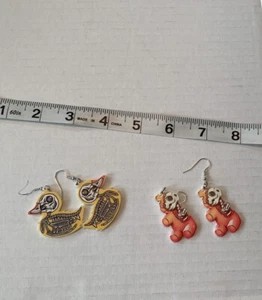 Earrings Lot Of 2 Punch Cut Outs Animal Skeletons  - Picture 1 of 11