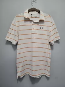 Under Armour Herren Heat Gear Golf Poloshirt gestreift Loose Fit weiß orange blau - Bild 1 von 5