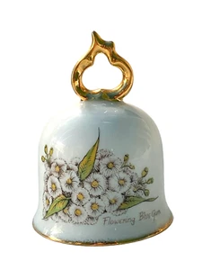 Campana Westminster Australia Fina China Flor Goma Azul con Mango Dorado Borde - Imagen 1 de 8