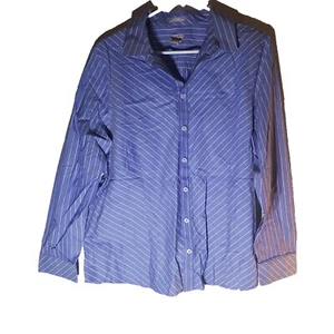 Chico's Striped Relaxed Fit Button-Up Top - Size 2 - WCtp055 - Picture 1 of 5