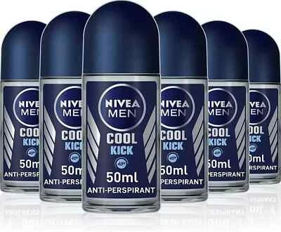 NIVEA MEN Cool Kick Anti-Perspirant Deodorant Roll On Pack of 6 (6 x 50 ml)