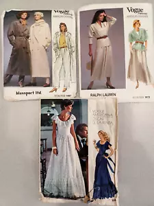 Vintage VOGUE Patterns #1487 Blassport, #1872 RalphLauren, #1043 DeLaRenta UNCUT - Picture 1 of 13