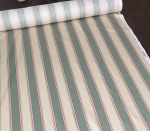 Waverly Melrose Stripe Green Cream Cotton Fabric 55” Wide - Picture 1 of 4