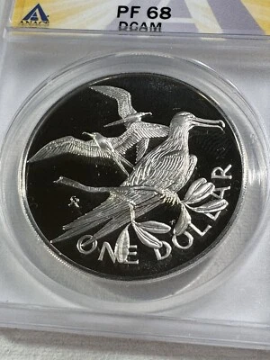 1973 Ilhas Virgens Britânicas $1 Fragata Prata Prova Classificação PR 68 DCAM por ANACS - Imagem 1 de 4