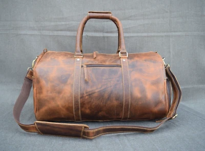 Duffle Bag Buffalo Leather Travel Aircabin Carryon Hand Luggage Shoe Compartment - Image 1 of 4