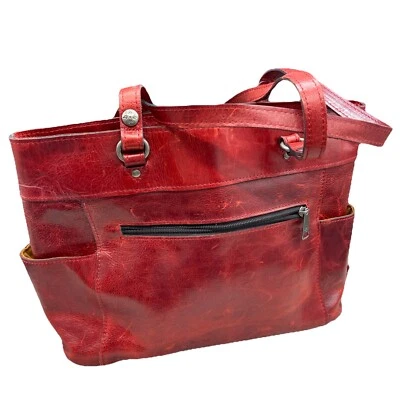 Patricia Nash Bolsena Tote Red Burgundy Leather Shoulder Bag Authentic - Image 1 of 4