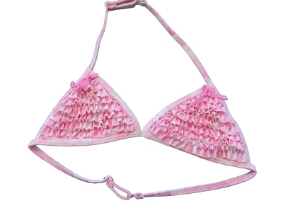 Top de bikini ajustable con volantes en capas rosa Kate Mack para niña talla 16 Foto 1 de 4