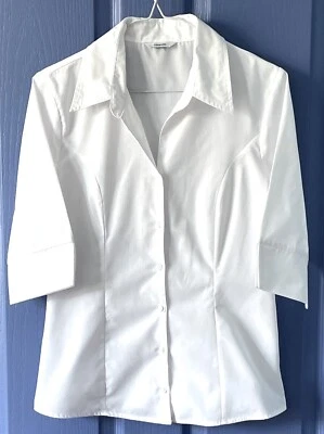 Ladies white fitted blouse UK size 12 short sleeved George - Image 1 of 4