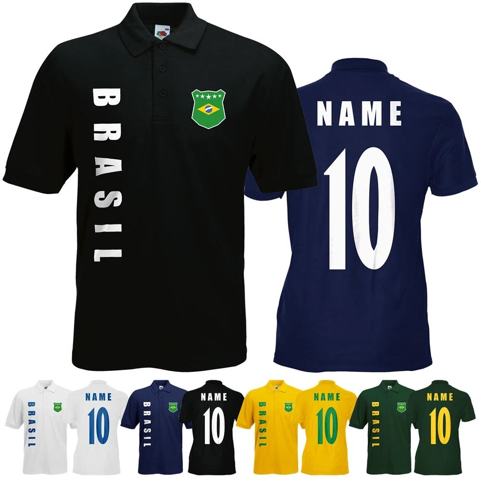 AKYTEX WM 2018 Brasilien BRASIL Polo-Shirt Trikot Name Nummer